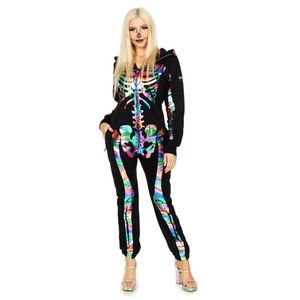 Iridescent Holographic Skeleton Costume M NWT